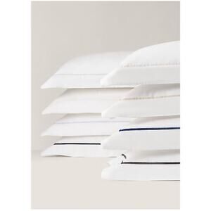 NWT Ralph Lauren Palmer Percale Organic Standard Pillowcase Sand Dune Tan White